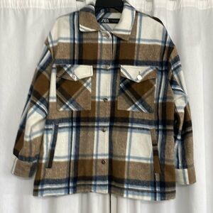 ZARA Long plaid shacket